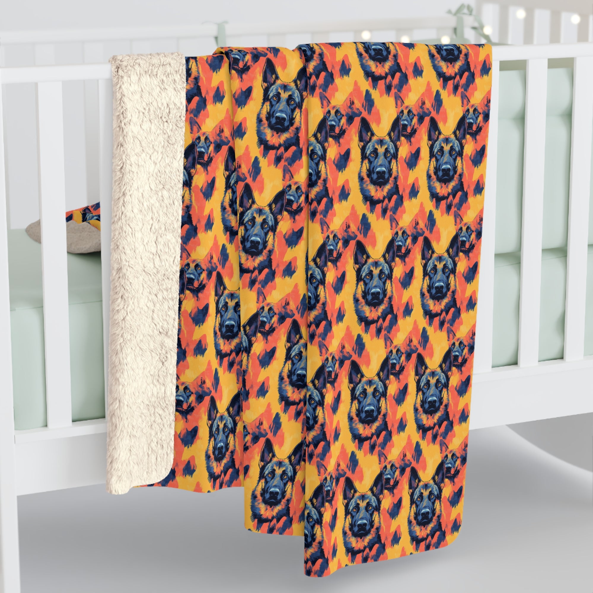 Impressionistic German Shepherds Sherpa Fleece Blanket