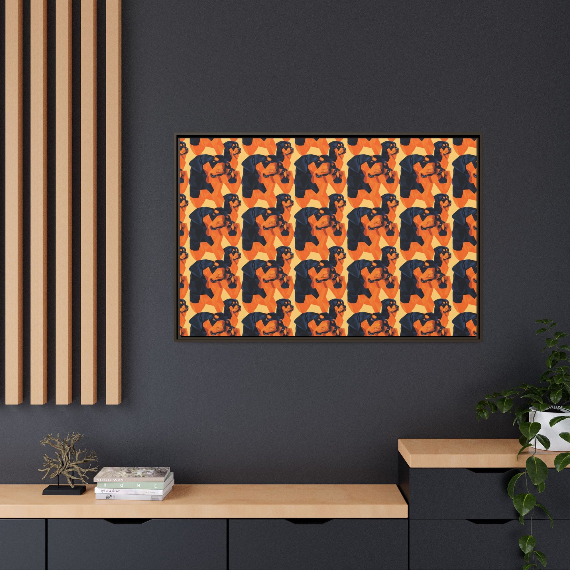 Rottweiler Chic Pawsitivity Matte Canvas, Framed