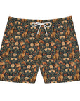 Dazzling Dachsund Blossoms & Foliage Men's Mid-Length Swim Shorts