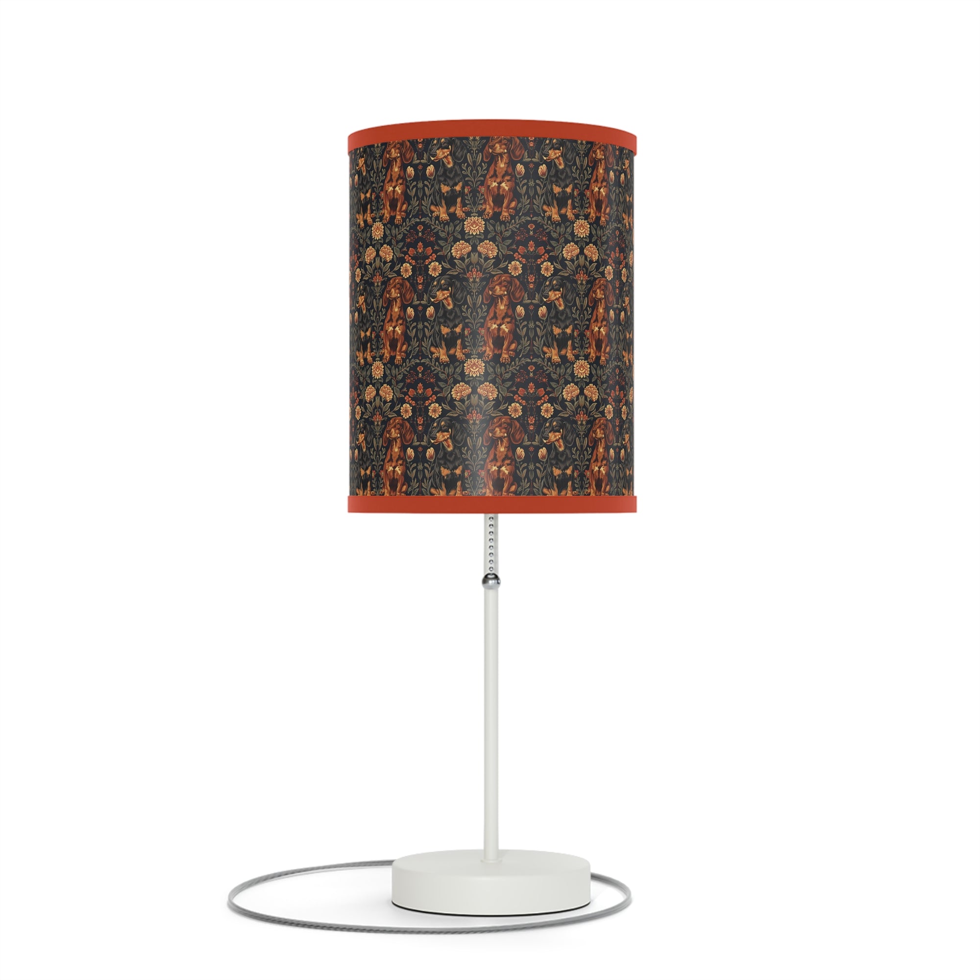 Dapper Dachshund Embroidery Elegance Lamp on a Stand