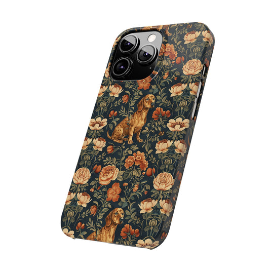 Dazzling Dachsund Blossoms & Foliage Slim Phone Cases