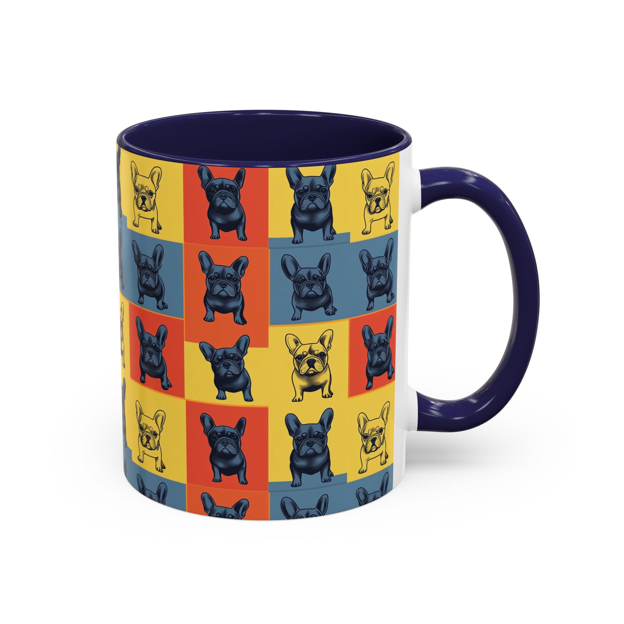 Frenchie Pop Art Pawfection Grid Accent Coffee Mug