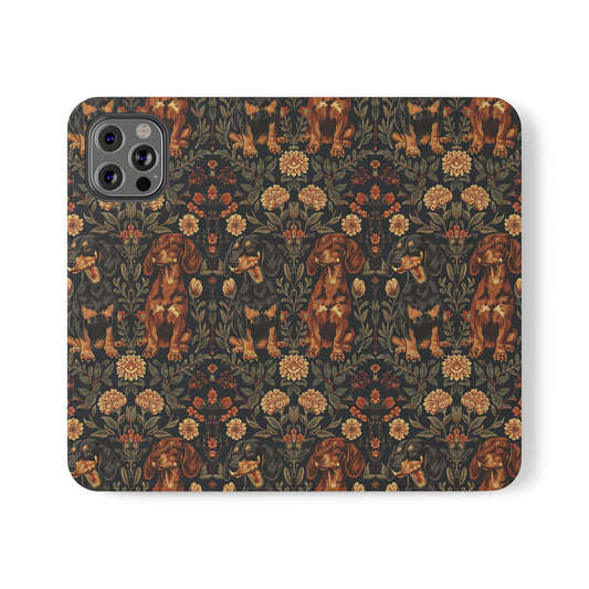 Dapper Dachshund Embroidery Elegance Flip Cases