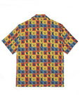 Frenchie Pop Art Pawfection Grid Men's Hawaiian Camp Shirt