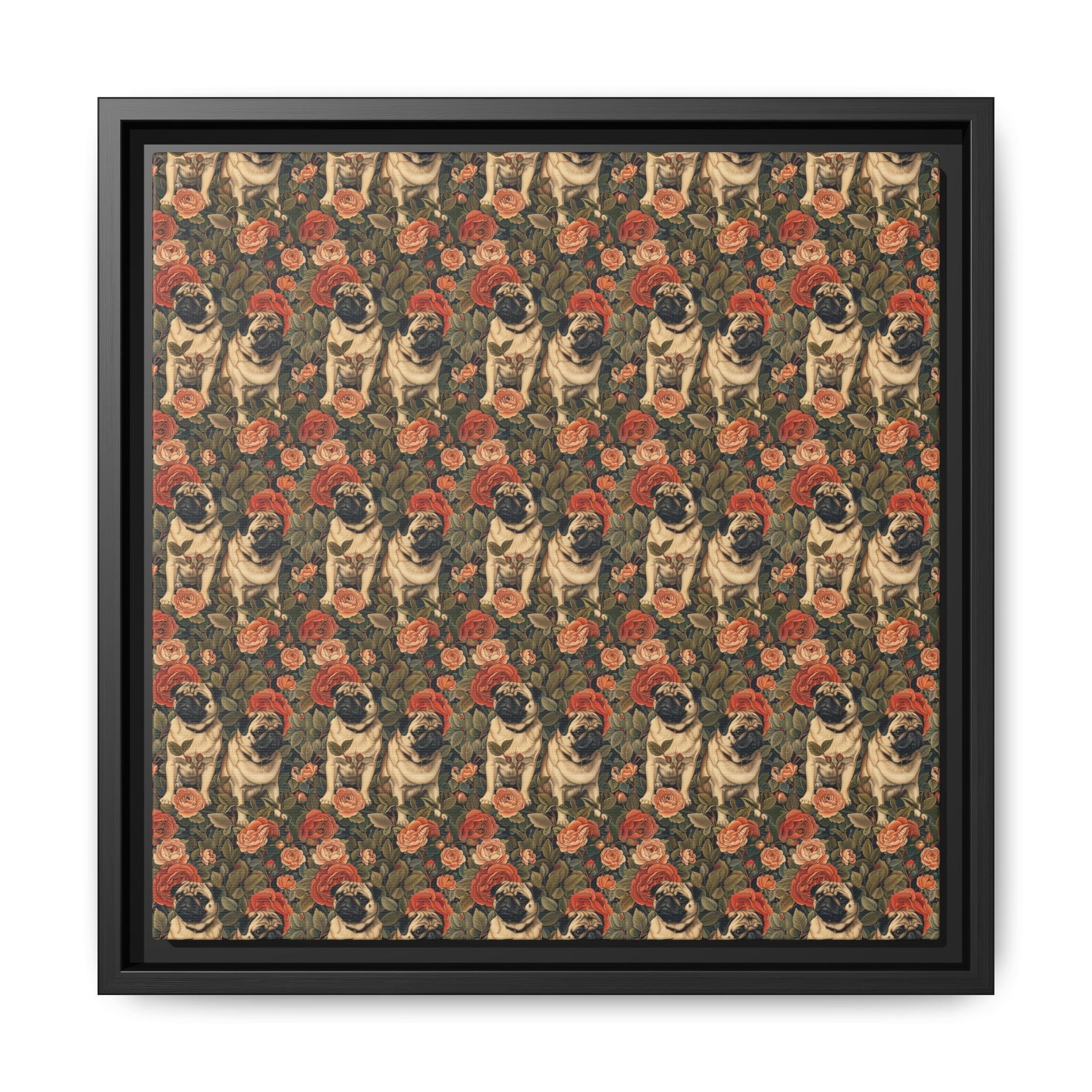 Blooming Pug Paradise Matte Canvas, Framed