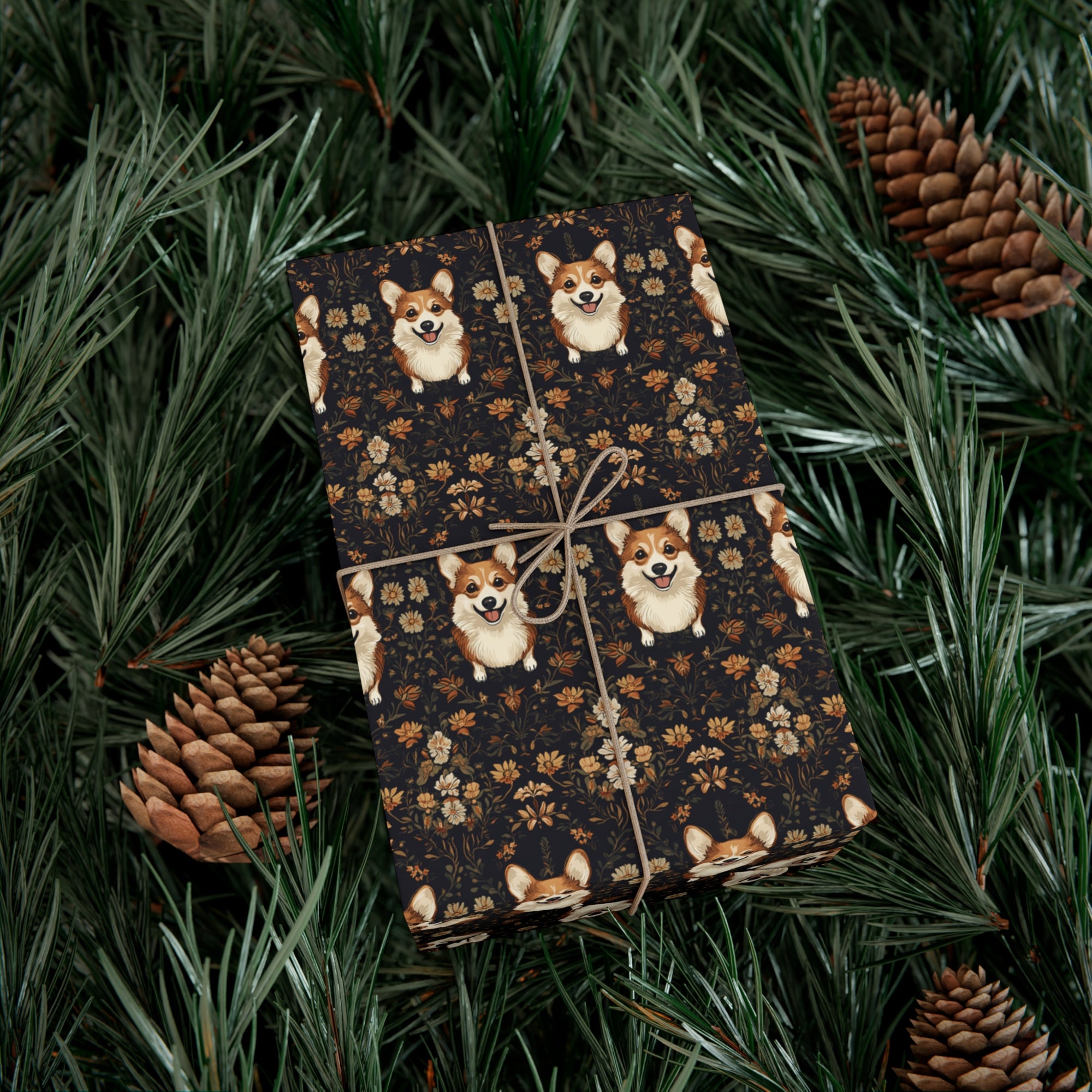 Nighttime Corgi Glow Stride Gift Wrap Papers