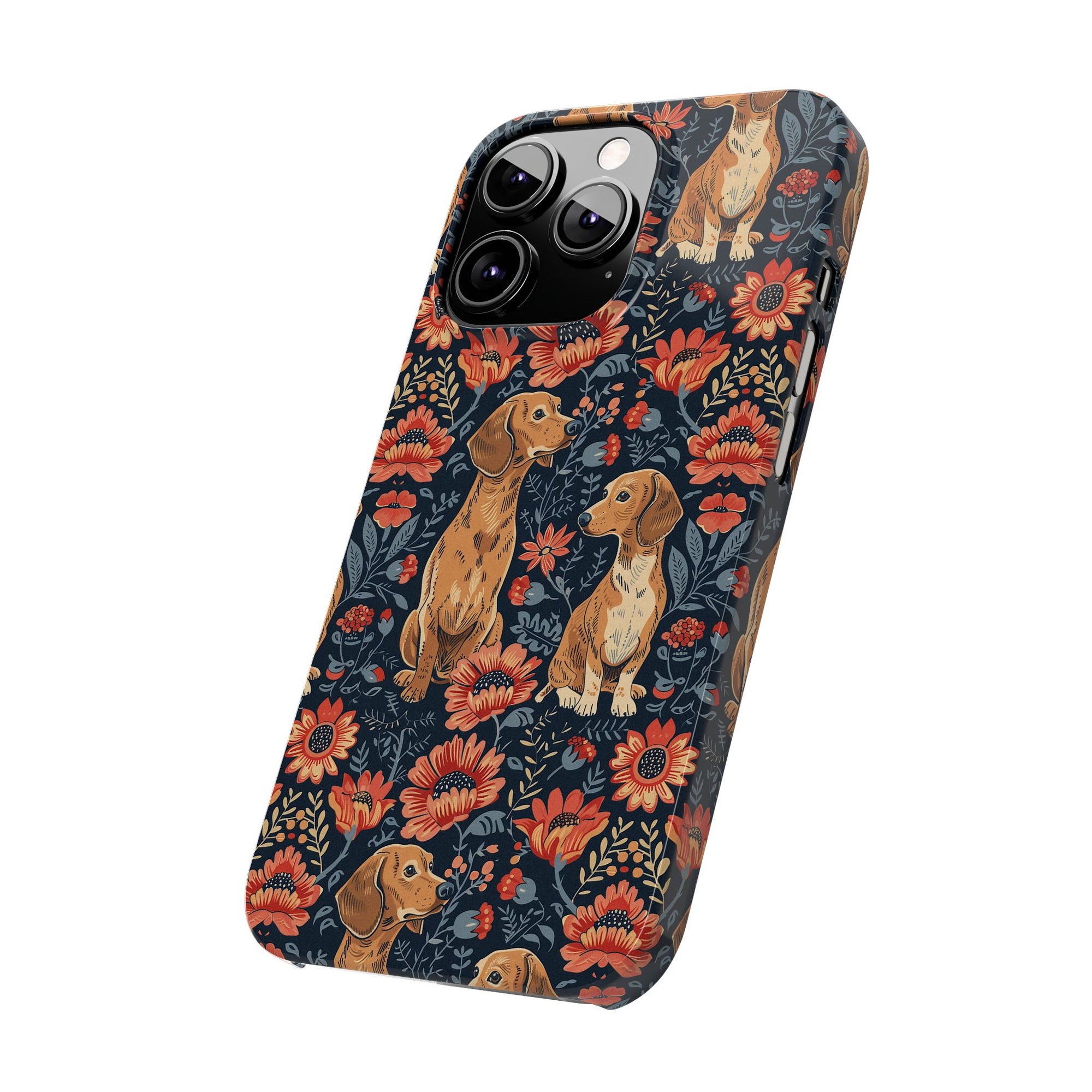 Floral Pawsome Dachsund Delight Slim Phone Cases