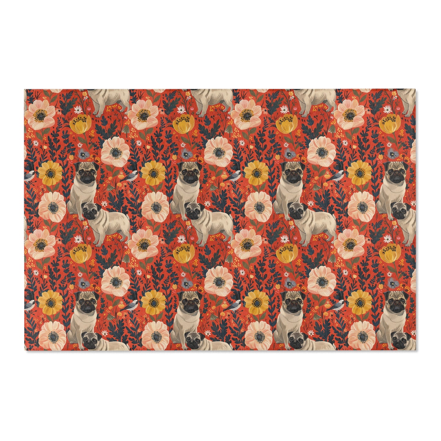 Pugs and Poppies Heritage Rug