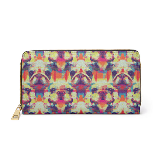 Glitchy Bulldog Blitz Zipper Wallet