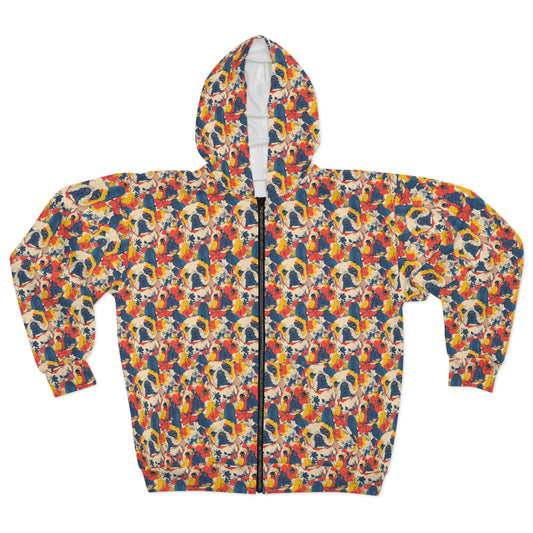 Bloom Pup Frenchietastic Splatter Unisex Zip Hoodie