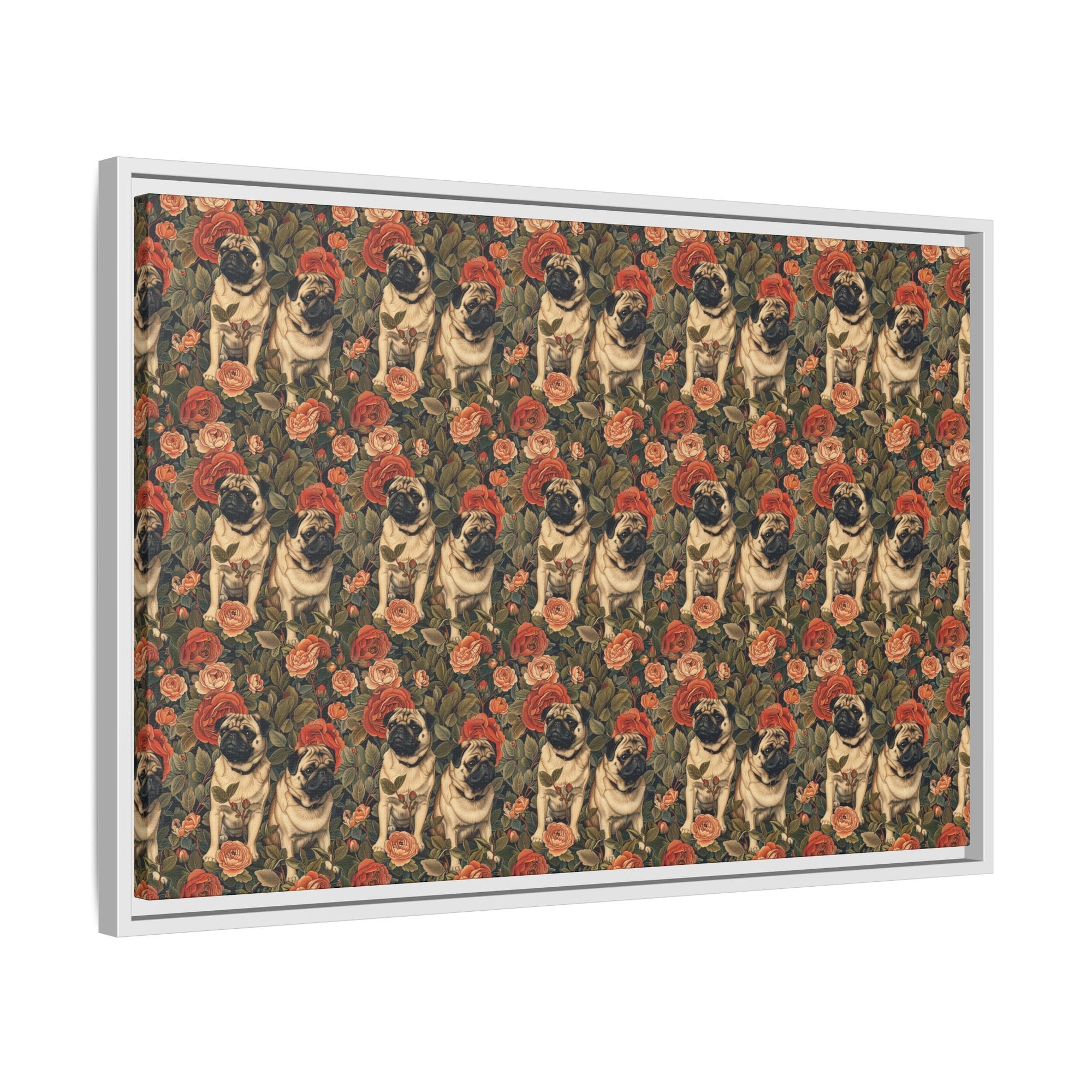 Blooming Pug Paradise Matte Canvas, Framed