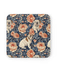 Blooming Bulldog Beauty Cork Back Coaster