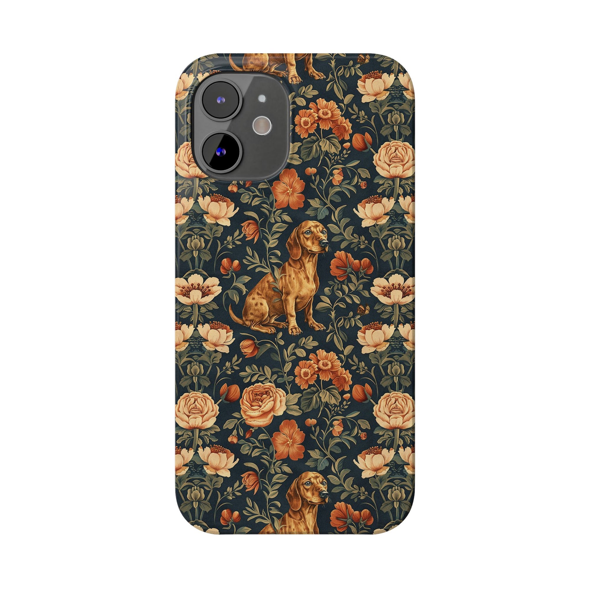 Dazzling Dachsund Blossoms &amp; Foliage Slim Phone Cases