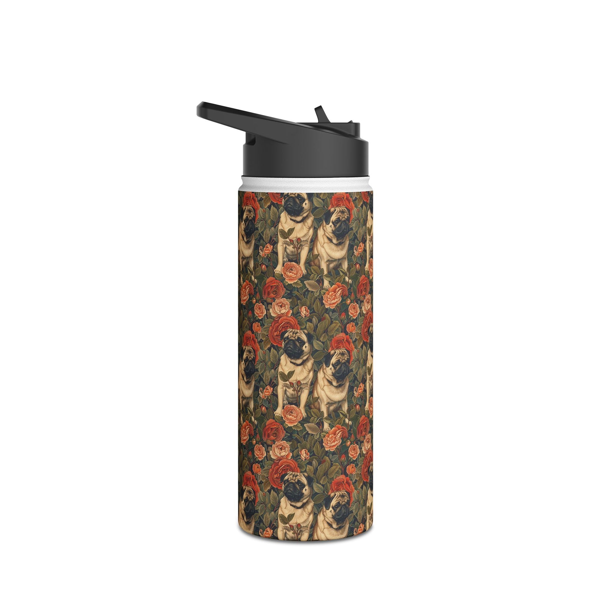 Blooming Pug Paradise Stainless Steel Water Bottle