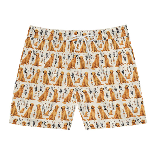 Golden Glamour Paws - Luxe Licks for Regal Retrievers Men's Mid-Length Swim Shorts