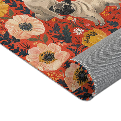 Pugs and Poppies Heritage Rug