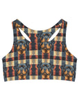 Pawsome Rottweiler Royalty Plaid Seamless Sports Bra