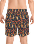 Floral Pawsome Dachsund Delight Men's Mid-Length Swim Shorts