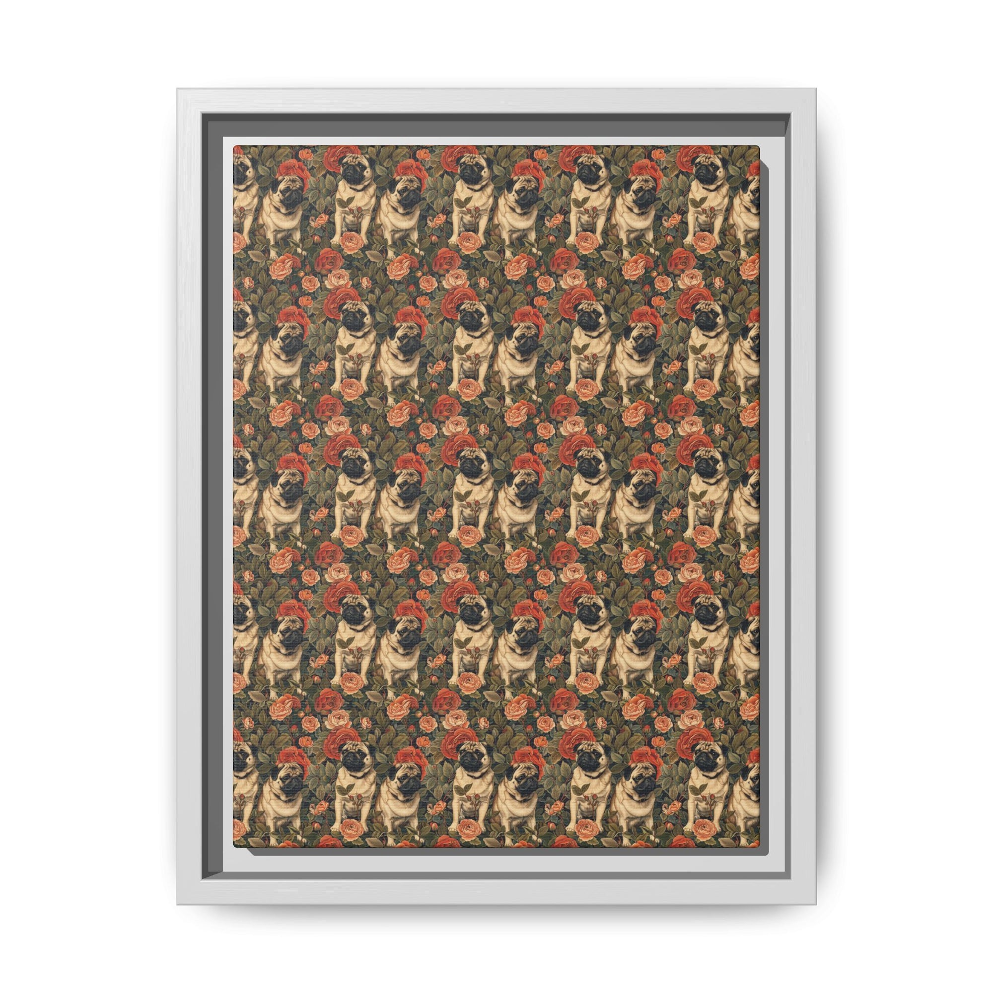 Blooming Pug Paradise Matte Canvas, Framed