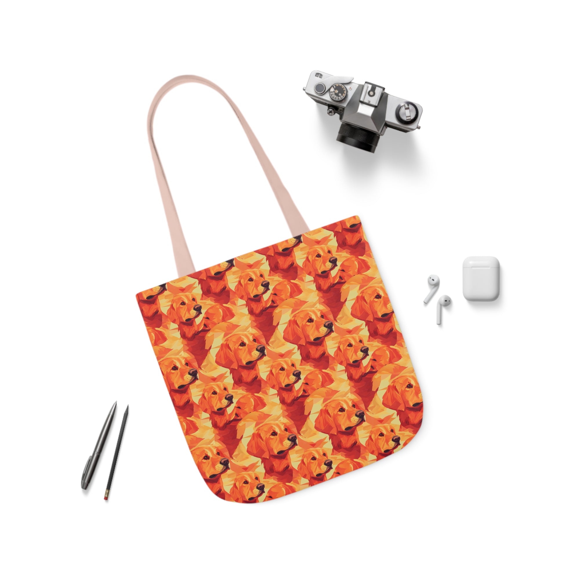 Golden Glamour Paws Canvas Tote Bag