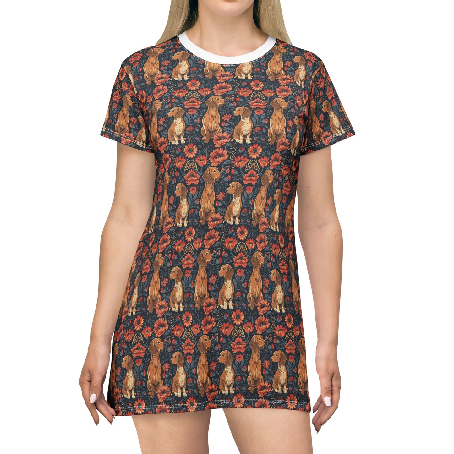 Floral Pawsome Dachsund Delight T-Shirt Dress