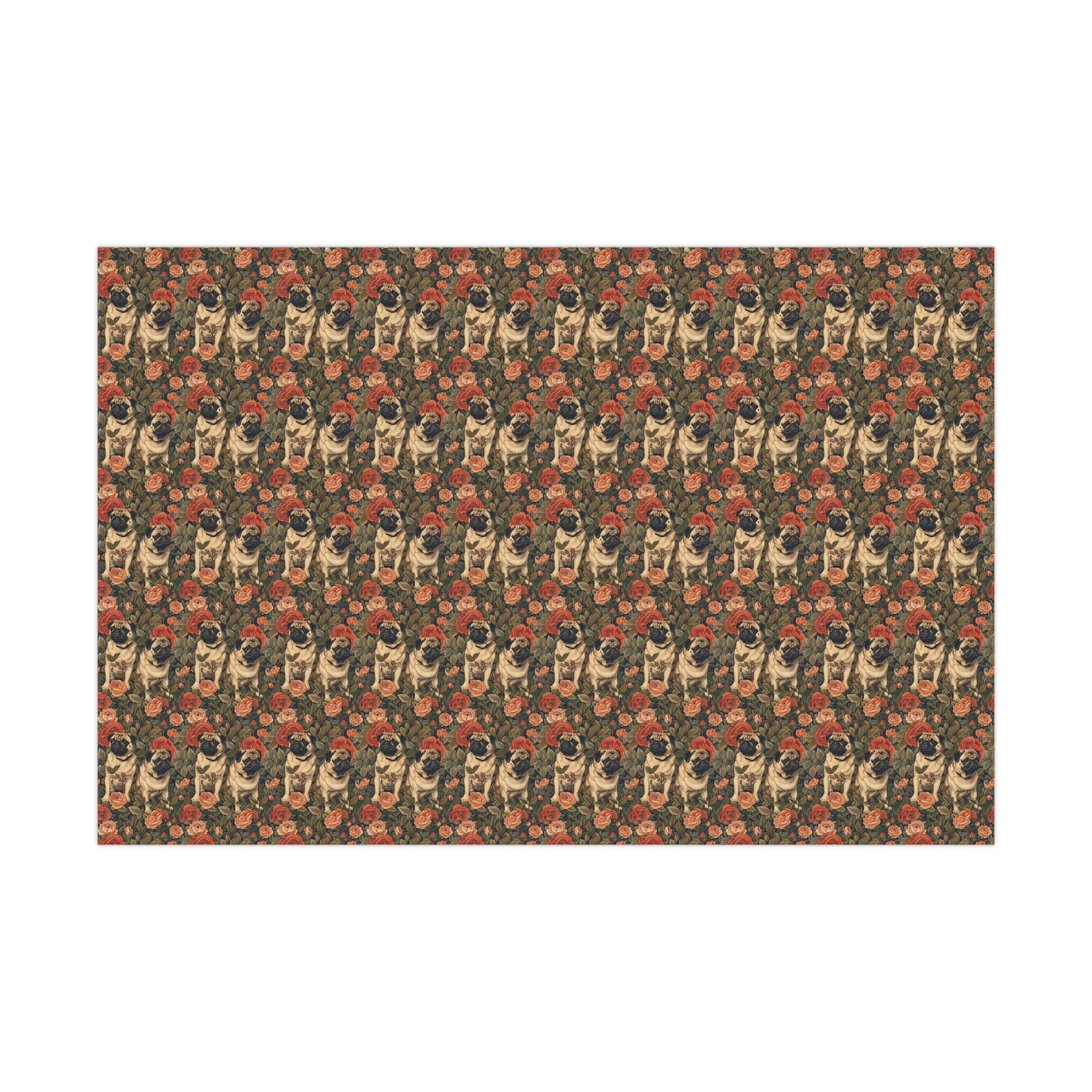 Blooming Pug Paradise Gift Wrap Papers