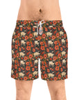 Pug Paradise Playpen Men's Mid-Length Swim Shorts