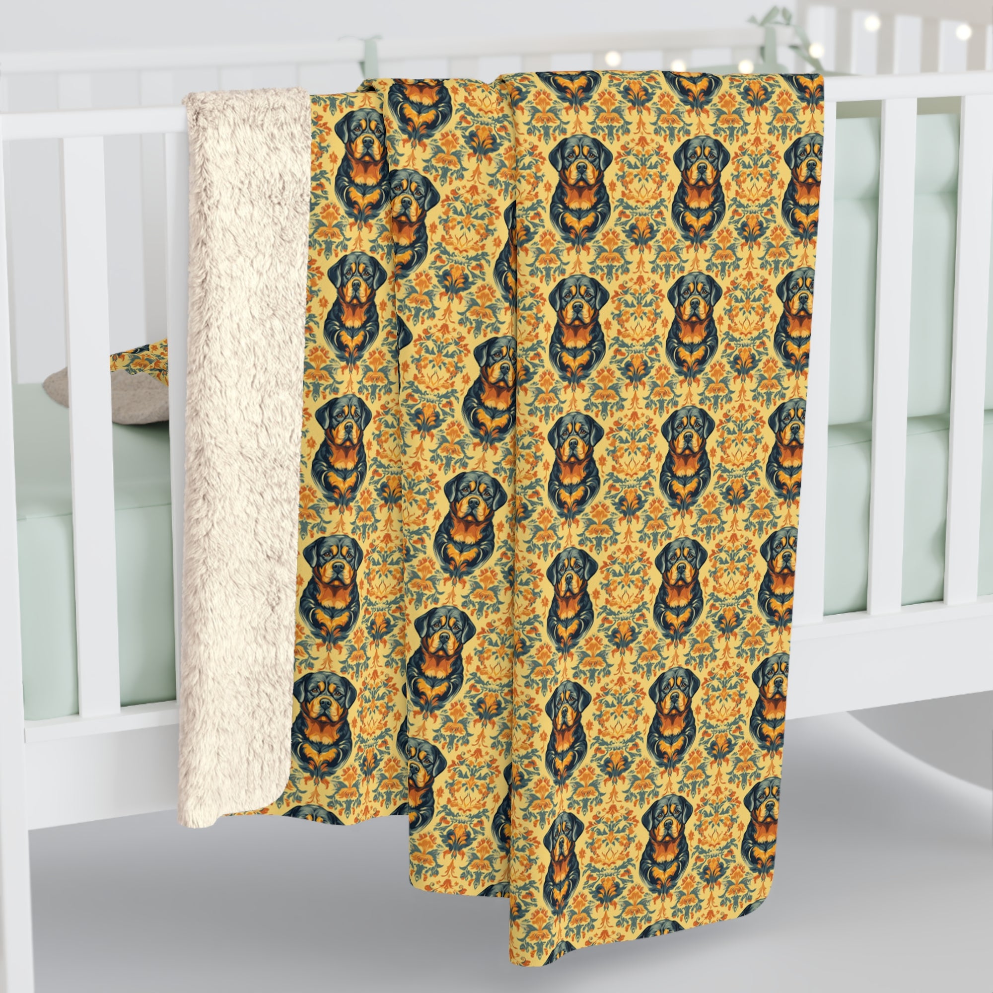 Royal Rottie Regalia Sherpa Fleece Blanket