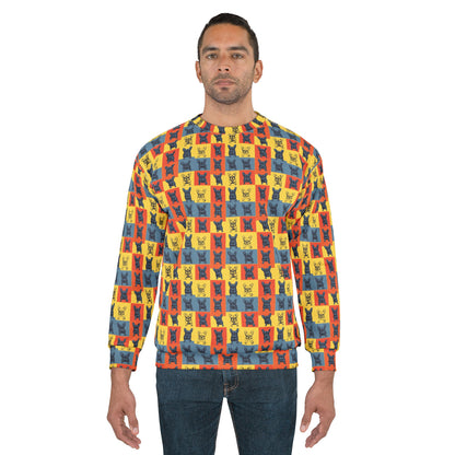 Frenchie Pop Art Pawfection Grid Unisex Sweatshirt