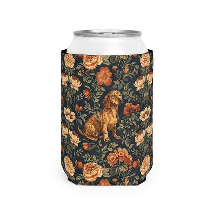 Dazzling Dachsund Blossoms & Foliage Can Cooler Sleeve