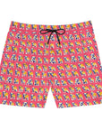 Bubblegum Glamour Bulldog Bouquet Men's Mid-Length Swim Shorts