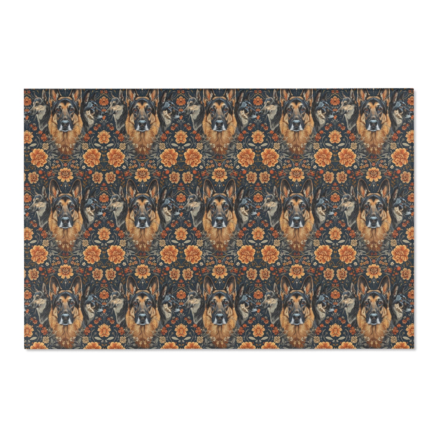 German Shepherd Grandeur - William Morris Inspired Area Rug