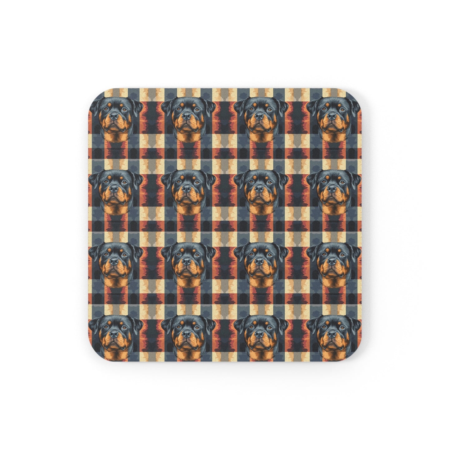 Pawsome Rottweiler Royalty Plaid Cork Back Coaster