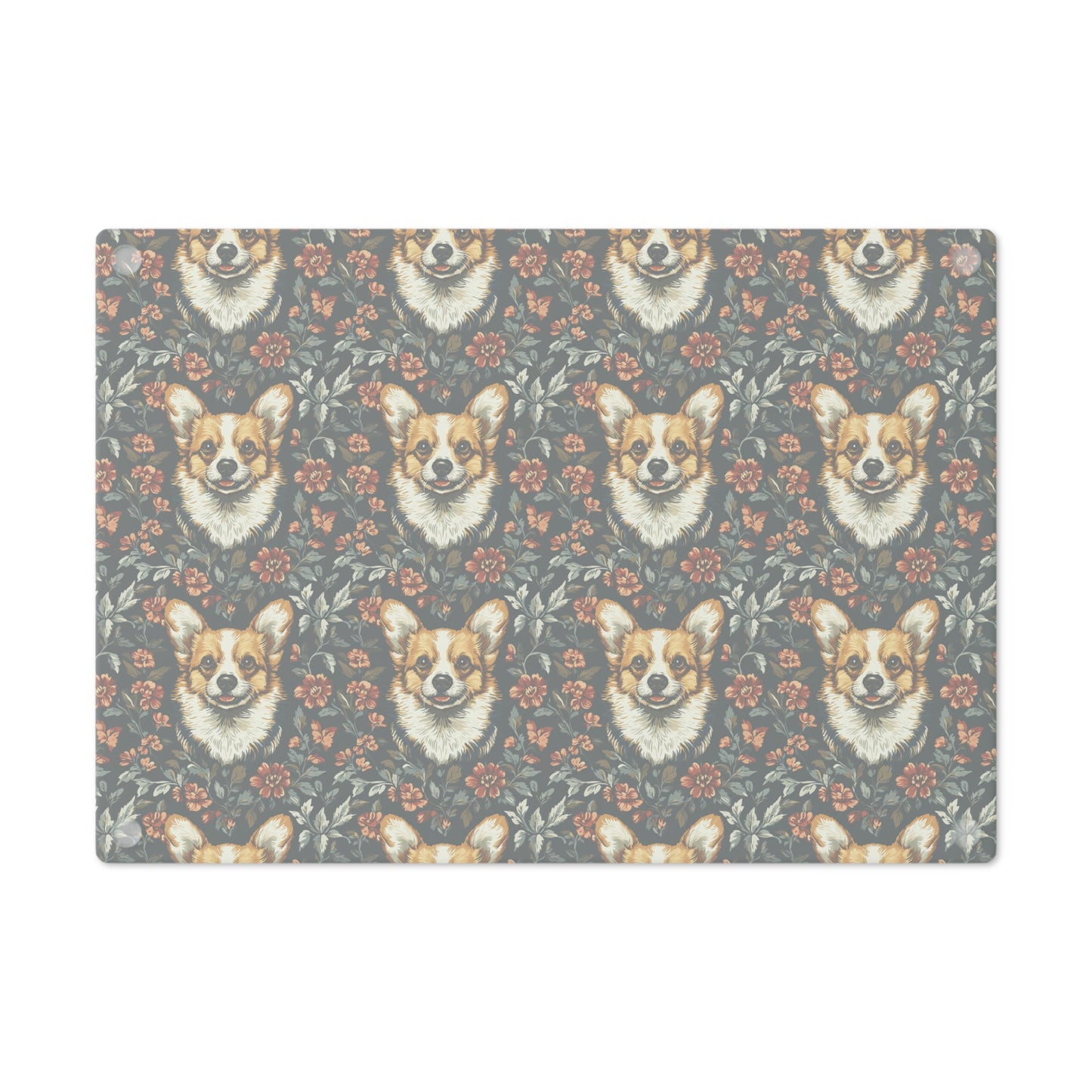 Floofy Corgi Blossom Blast Cutting Board