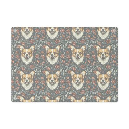 Floofy Corgi Blossom Blast Cutting Board