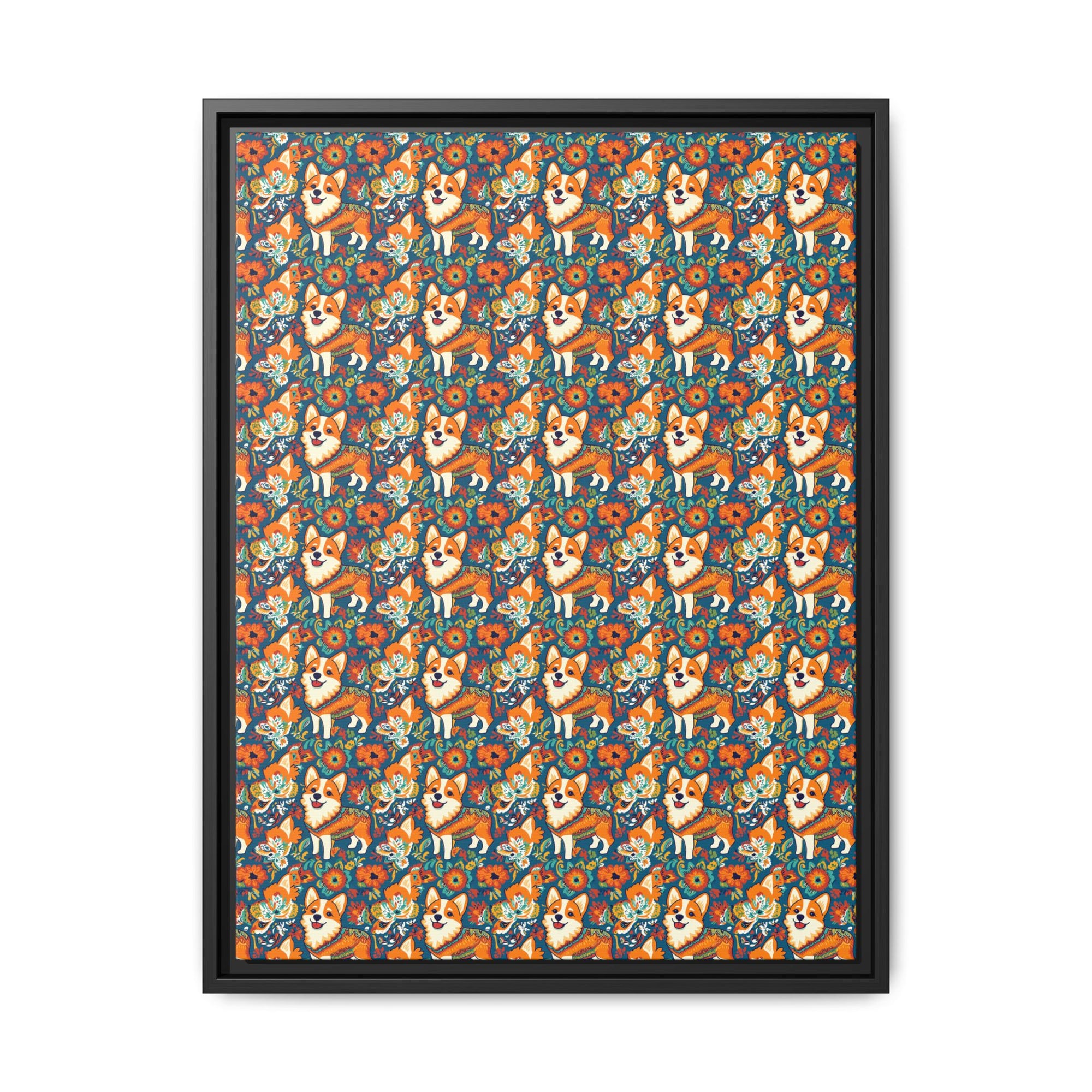 Corgi Carnival Couture Matte Canvas, Framed