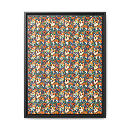 Corgi Carnival Couture Matte Canvas, Framed