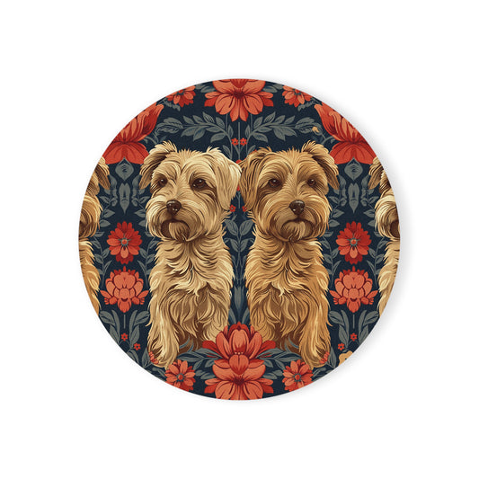 Yorkie Charm Twins Cork Back Coaster