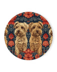 Yorkie Charm Twins Cork Back Coaster