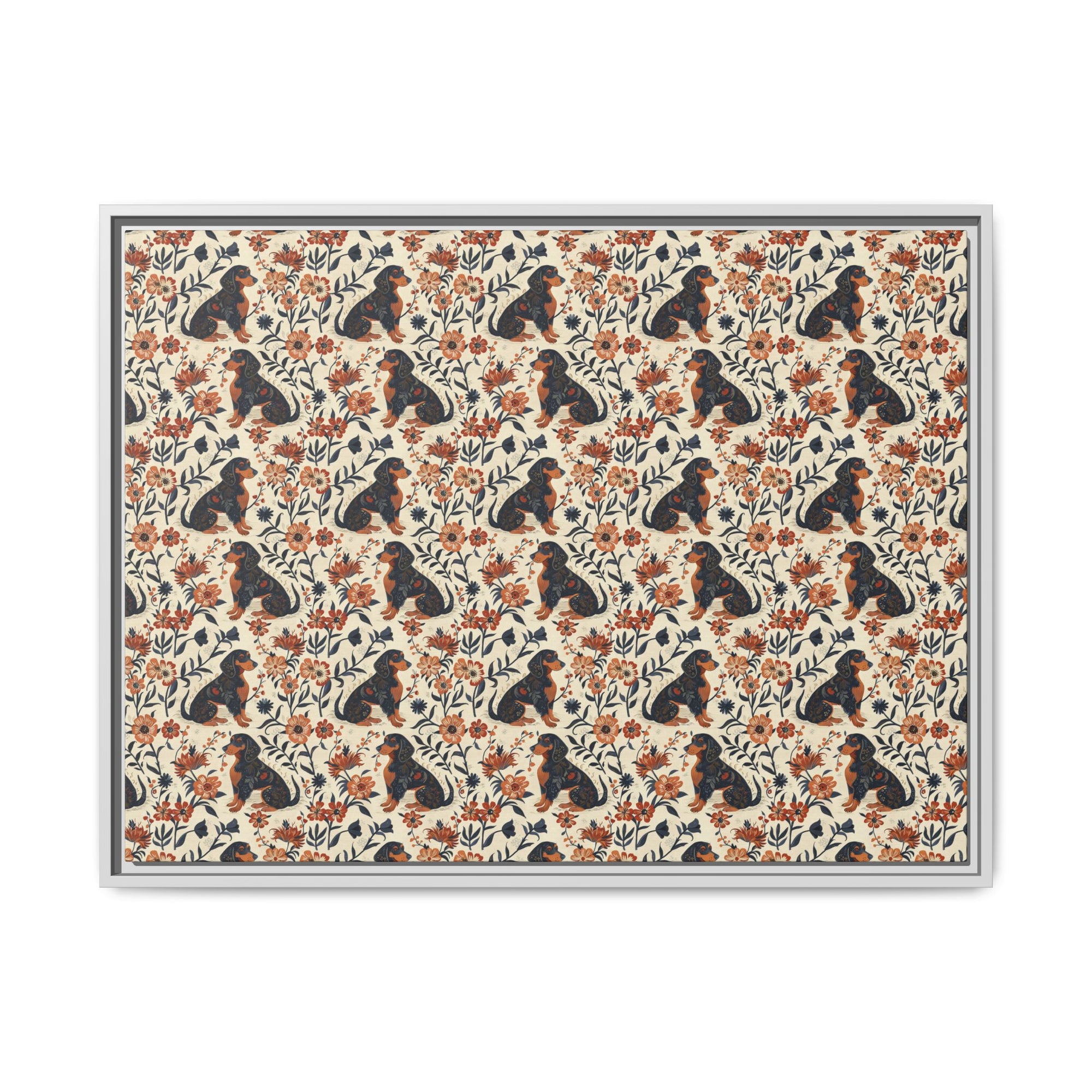 Blossoming Dachshunds Delight Matte Canvas, Framed