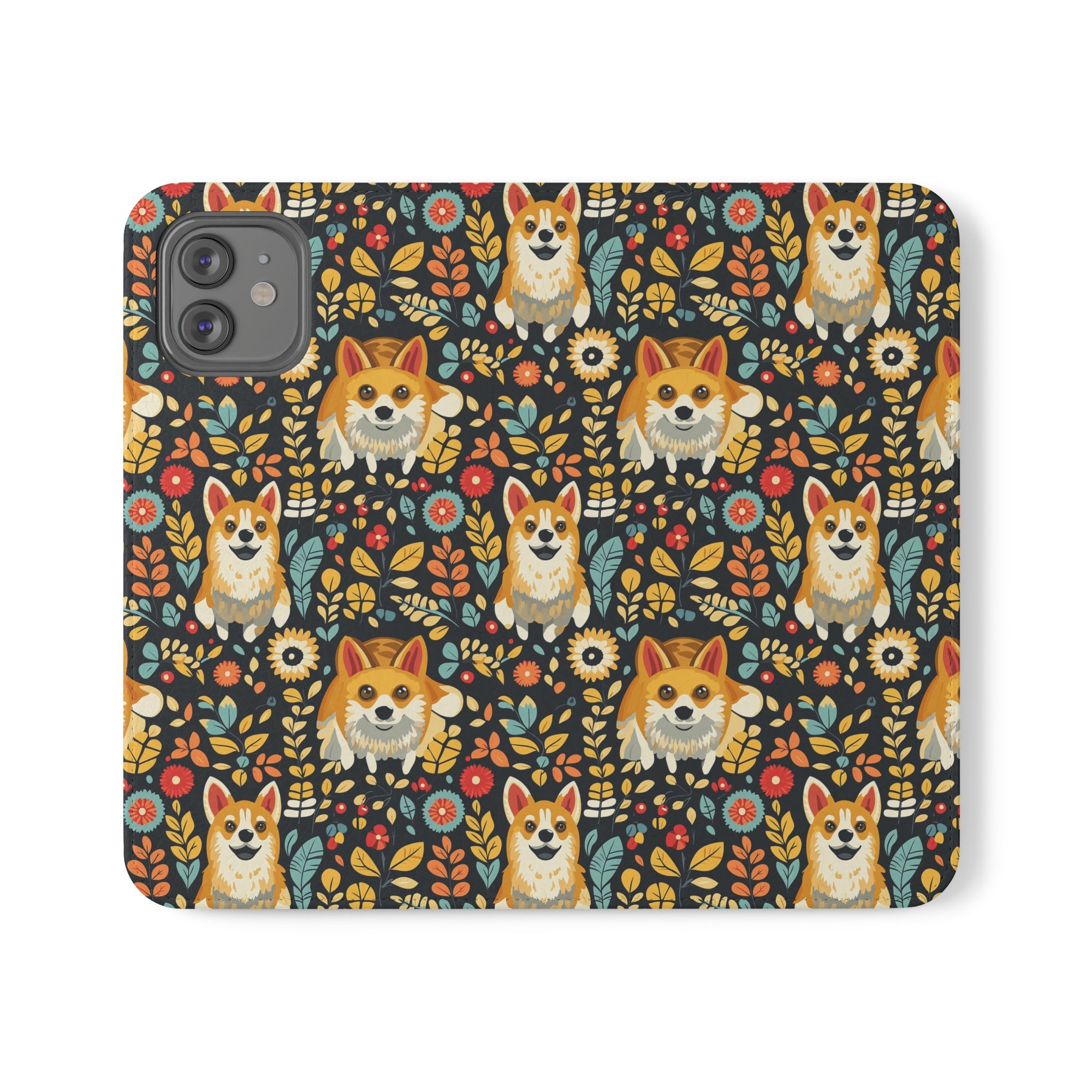 Corgi Rainbow Vine Dream Flip Cases