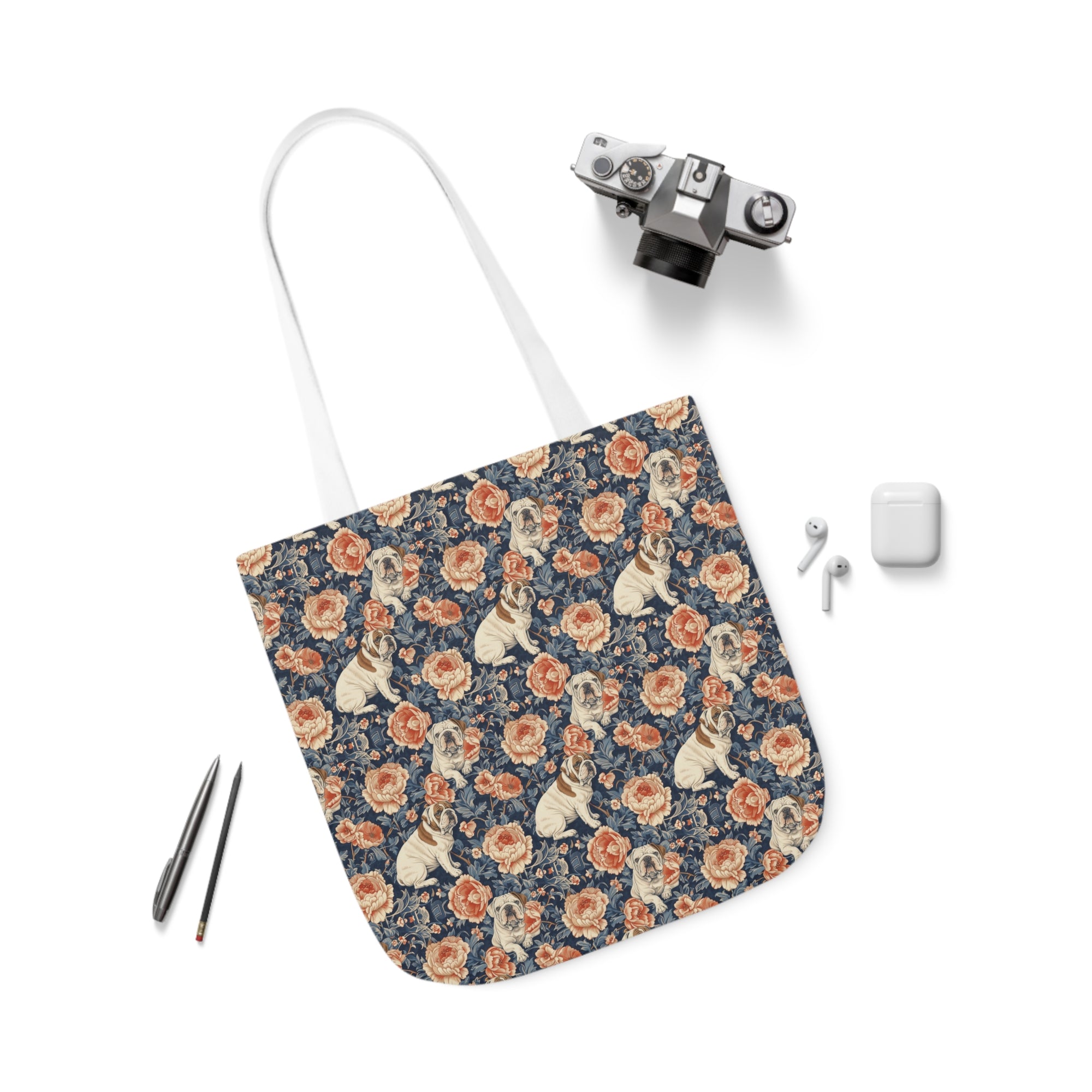 Blooming Bulldog Beauty Canvas Tote Bag