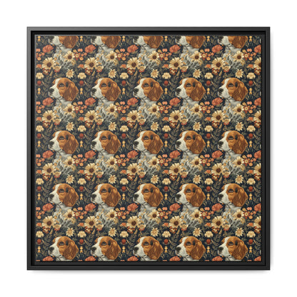 Beagle Blossoms Matte Canvas, Framed