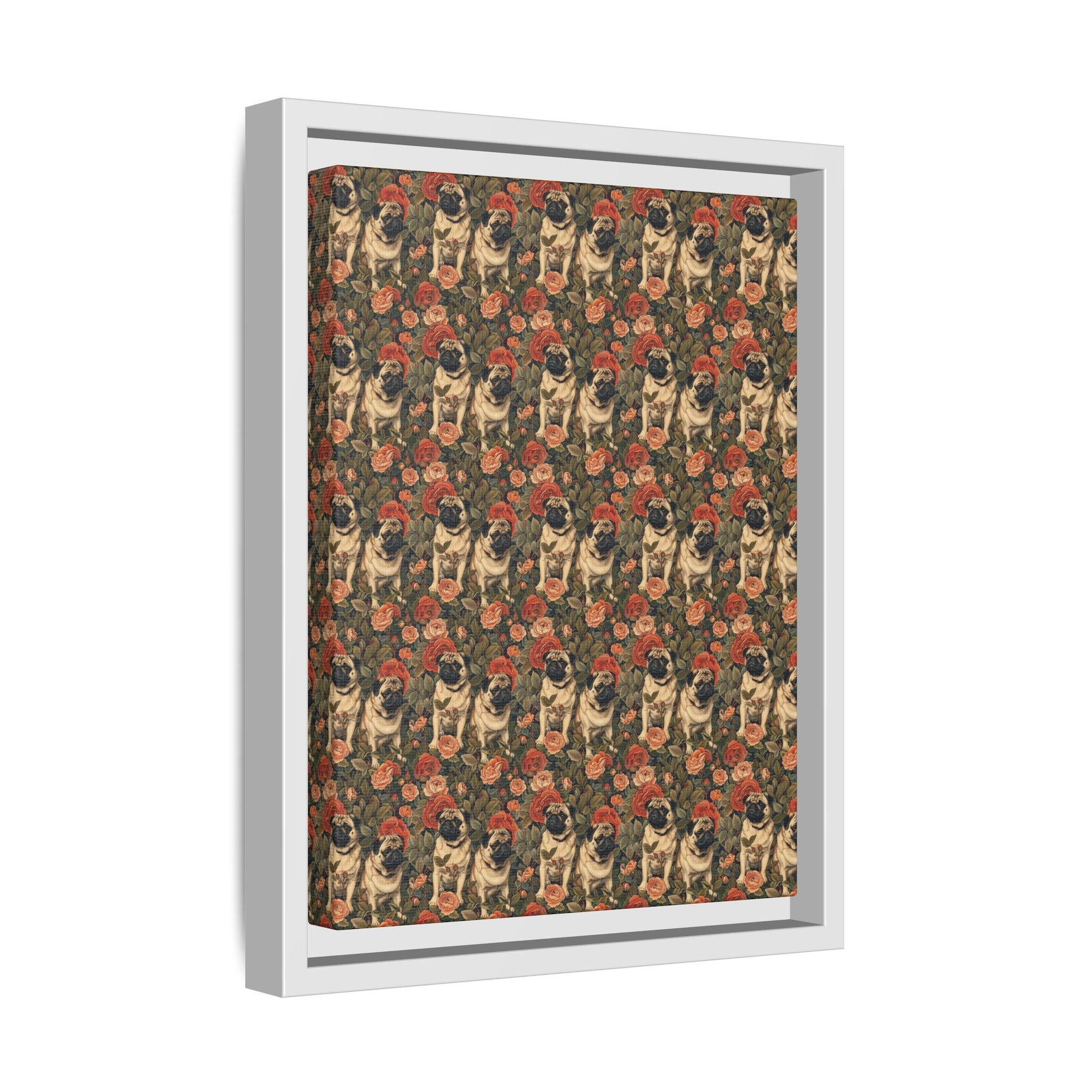 Blooming Pug Paradise Matte Canvas, Framed