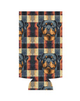 Pawsome Rottweiler Royalty Plaid Slim Can Cooler