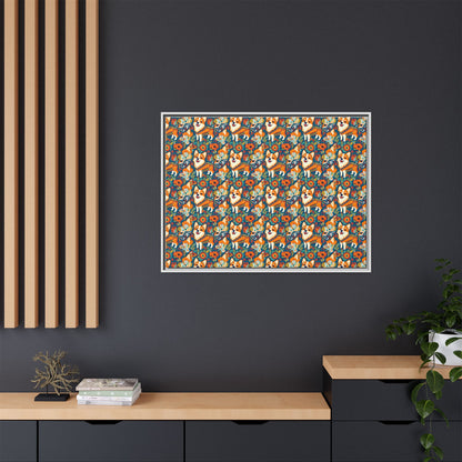 Corgi Carnival Couture Matte Canvas, Framed