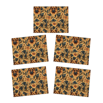 Autumnal German Shepherd Glamour Greeting Cards (5-Pack)