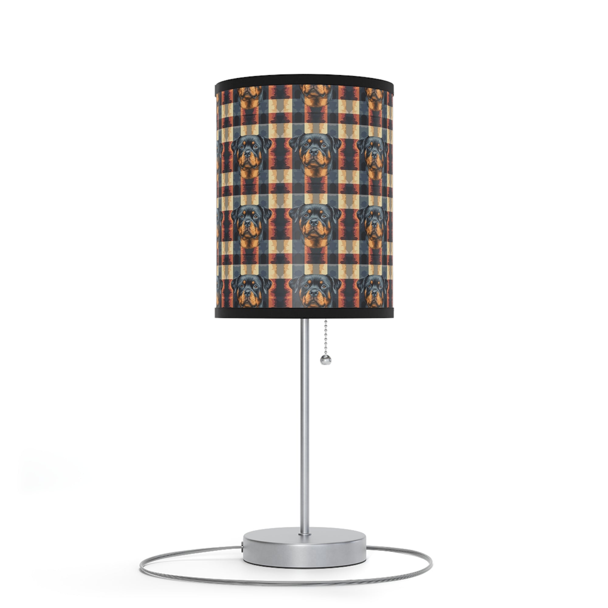 Pawsome Rottweiler Royalty Plaid Lamp on a Stand