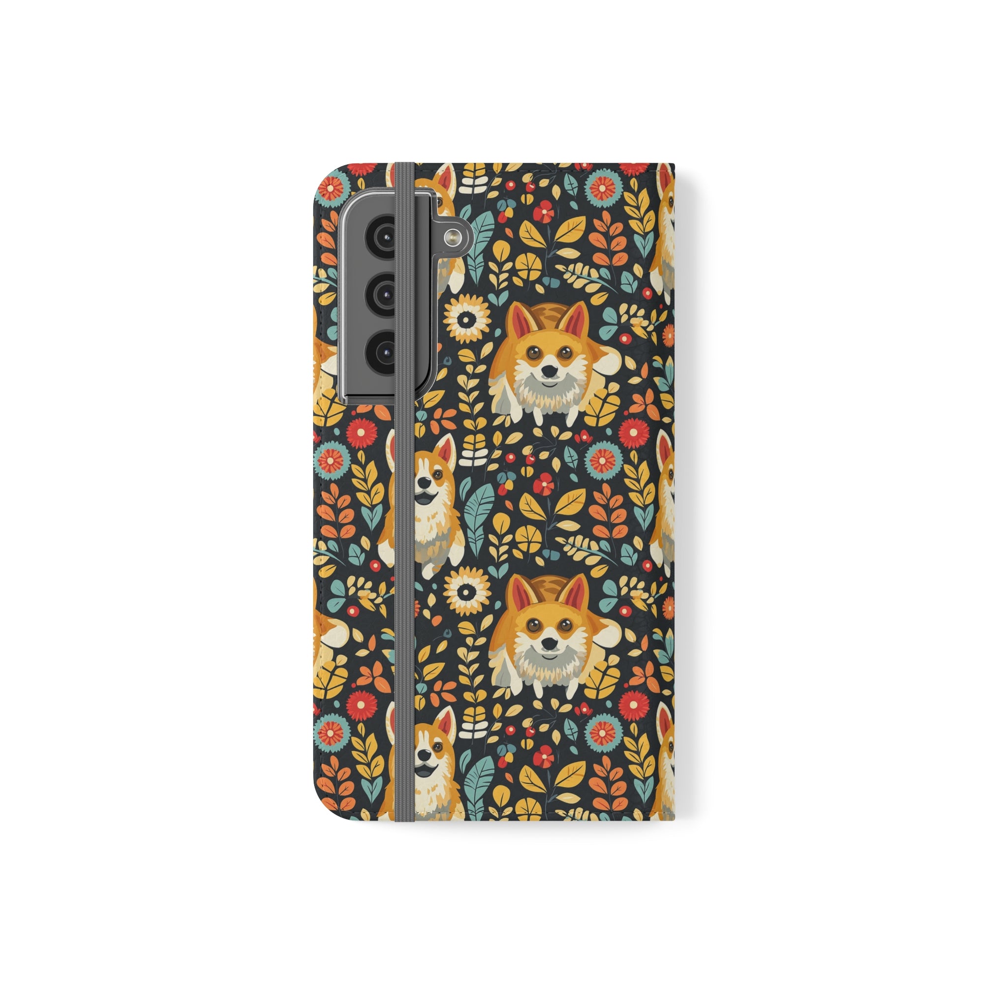 Corgi Rainbow Vine Dream Flip Cases