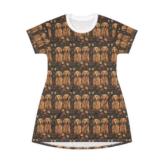 Fanciful Golden Paradise Blossom T-Shirt Dress